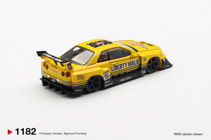 MiniGT - Nissan LB-ER34 Super Silhouette Skyline Liberty Walk #5 (Sport Yellow)