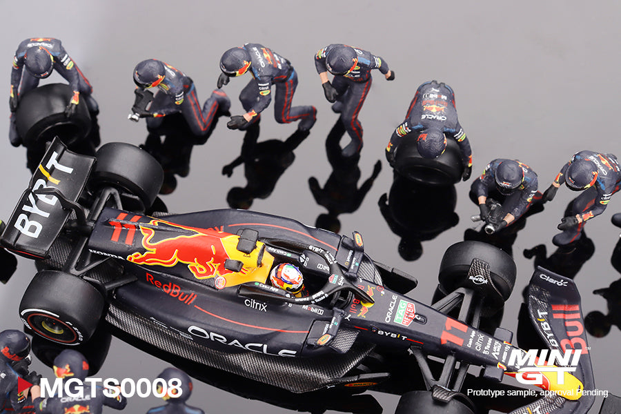 MiniGT - Oracle Red Bull Racing RB18 #11 Sergio Pérez 2022 Abu Dhabi GP Pit Crew Set