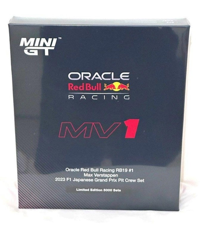 MiniGT - Oracle Red Bull Racing RB19 #1 Max Verstappen 2023 Japan GP and Pit Crew Set