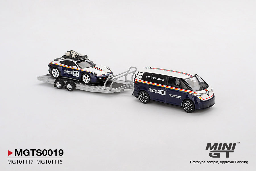 MiniGT - Porsche 911 Dakar #718 + VW ID. Buzz 'Porsche Centrum' Set