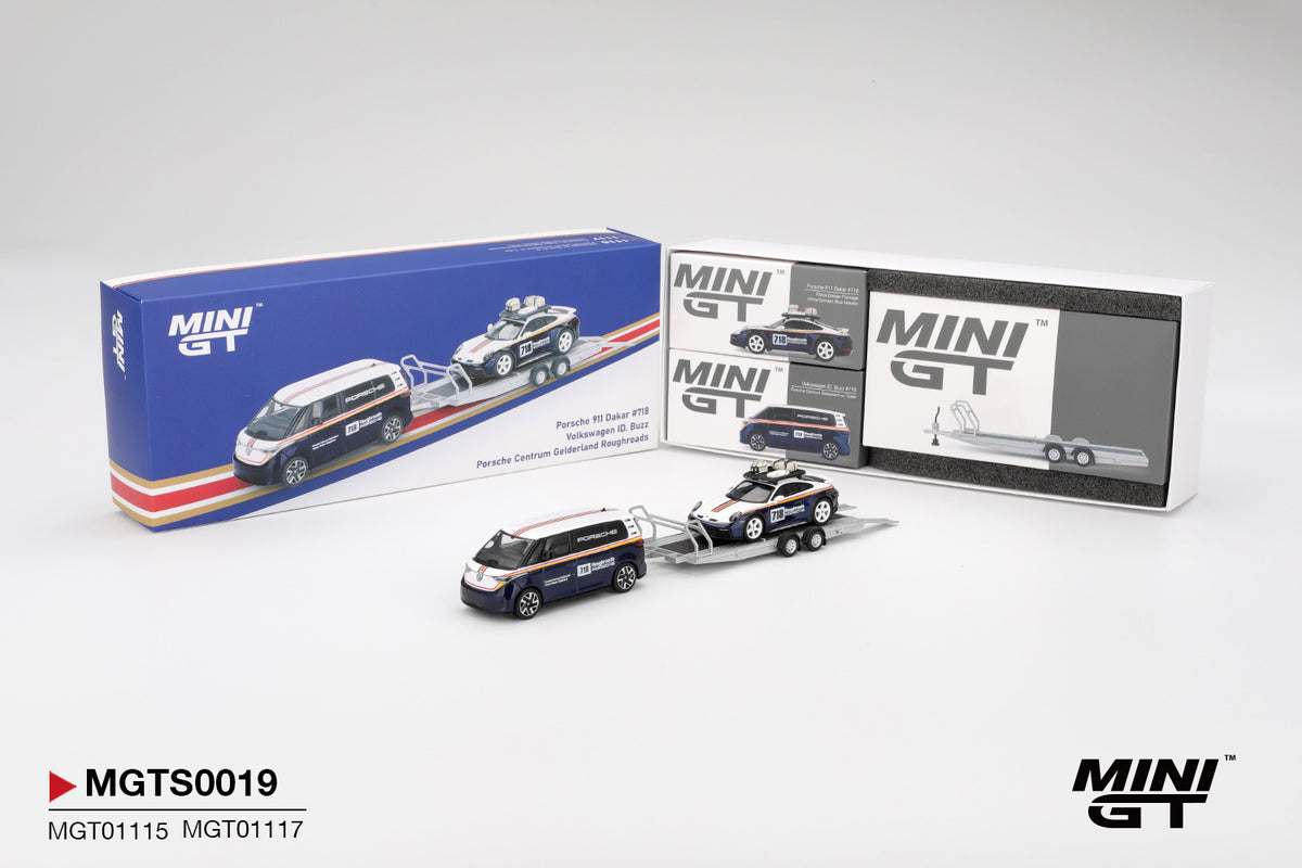 MiniGT - Porsche 911 Dakar #718 + VW ID. Buzz 'Porsche Centrum' Set