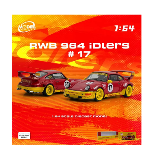 ModelModel - Porsche RWB964 'Idlers' (Red/Yellow) - 1:64 Scale