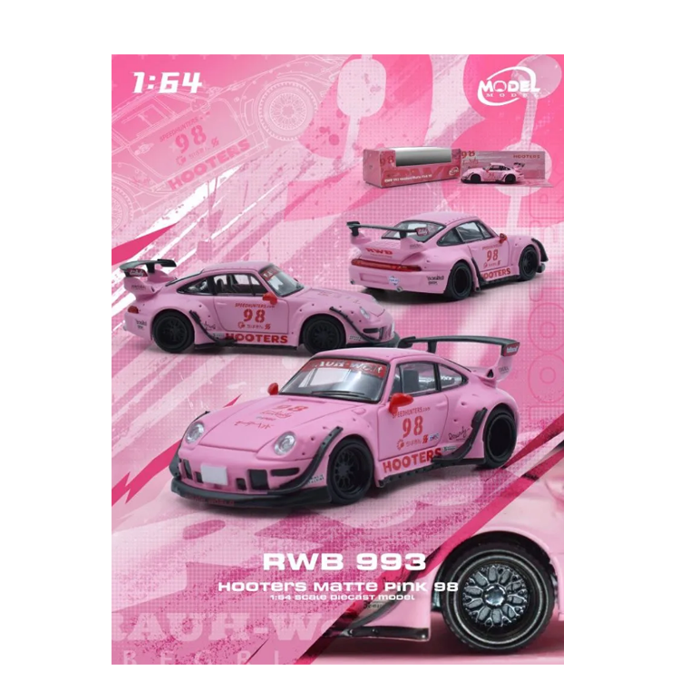ModelModel - Porsche RWB993 'Hooters' (Pink) - 1:64 Scale