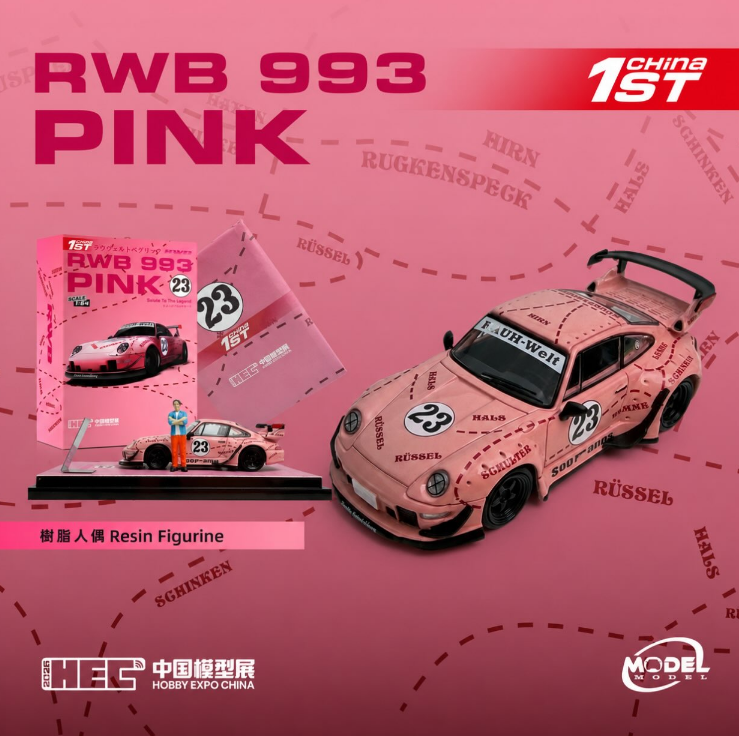 ModelModel - Porsche RWB 993 'Pink Pig Tribute' - 2026 HEC -1:64 Scale