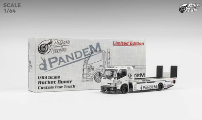 Micro Turbo - Custom Flat Bed Tow Truck 'Rocket Bunny' (White) - 1:64 Scale
