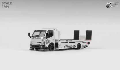 Micro Turbo - Custom Flat Bed Tow Truck 'Rocket Bunny' (White) - 1:64 Scale