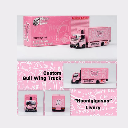 Micro Turbo - Custom  Flat Bed Tow Truck 'Hoonipigasus' (Pink) - 1:64 Scale