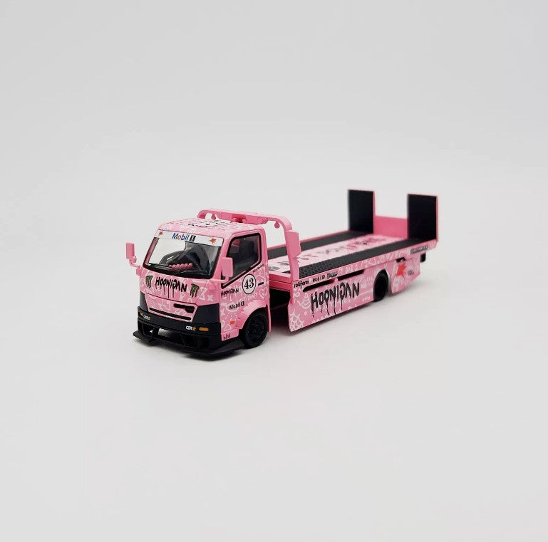 Micro Turbo - Custom  Flat Bed Tow Truck 'Hoonipigasus' (Pink) - 1:64 Scale