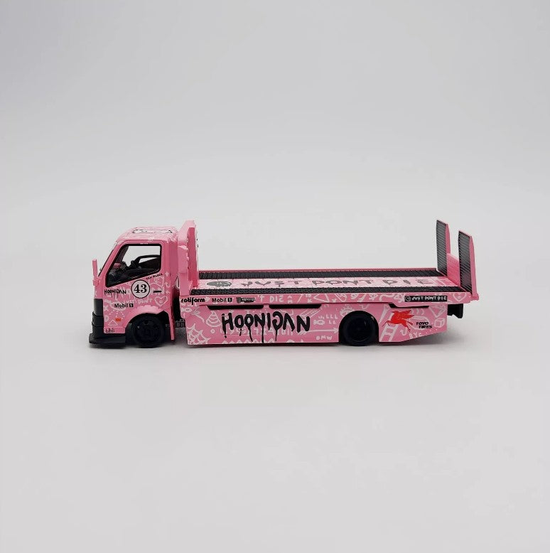 Micro Turbo - Custom  Flat Bed Tow Truck 'Hoonipigasus' (Pink) - 1:64 Scale