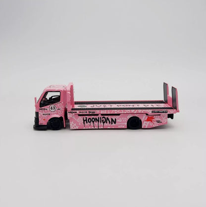 Micro Turbo - Custom  Flat Bed Tow Truck 'Hoonipigasus' (Pink) - 1:64 Scale