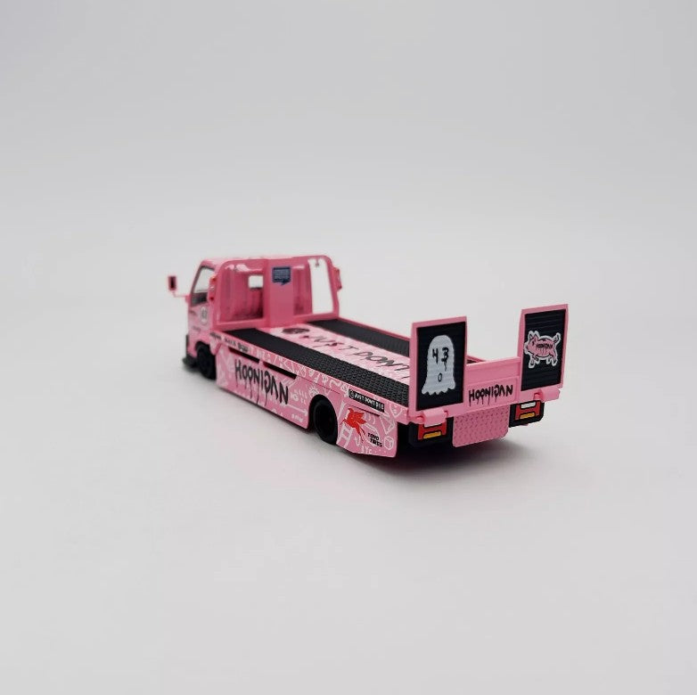 Micro Turbo - Custom  Flat Bed Tow Truck 'Hoonipigasus' (Pink) - 1:64 Scale