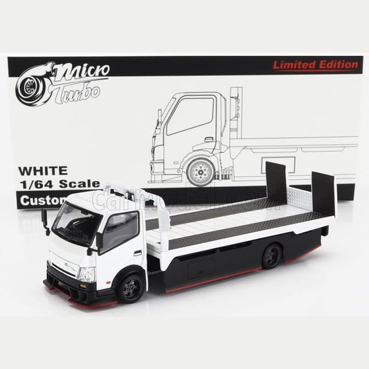 Micro Turbo - HINO 300 Custom Flatbed Truck (White) - 1:64