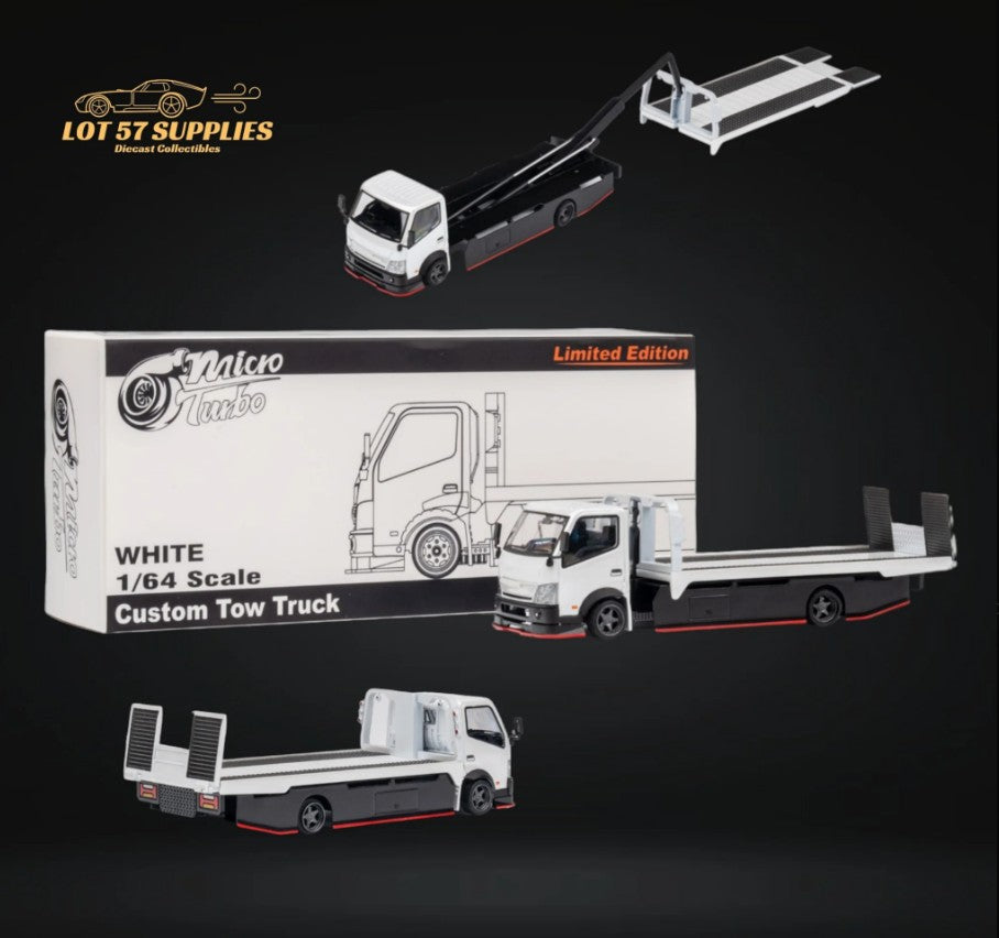 Micro Turbo - HINO 300 Custom Flatbed Truck (White) - 1:64