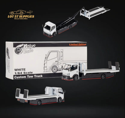 Micro Turbo - HINO 300 Custom Flatbed Truck (White) - 1:64