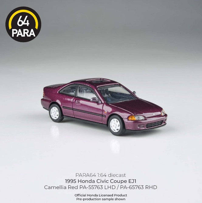 Para64 - 1995 Honda Civic Coupe EJ1 (Camellia Red) RHD- 1:64 Scale