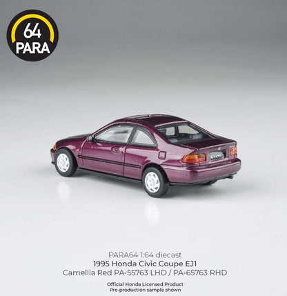 Para64 - 1995 Honda Civic Coupe EJ1 (Camellia Red) RHD- 1:64 Scale