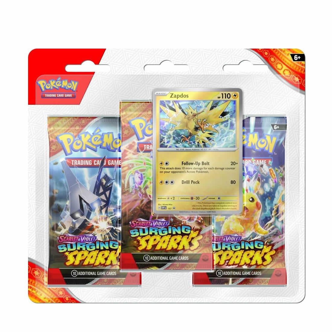 Pokemon TCG - Scarlet & Violet: Surging Sparks 3 Pack Blister - Zapdos