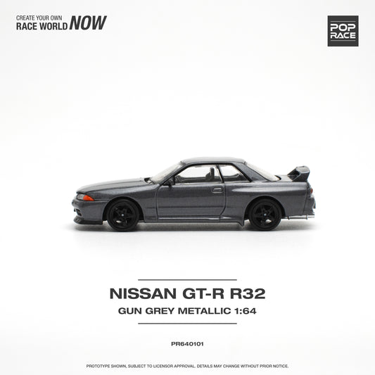 Pop Race - Nissan GT-R (R32) Gun Grey Metallic - 1:64 Scale