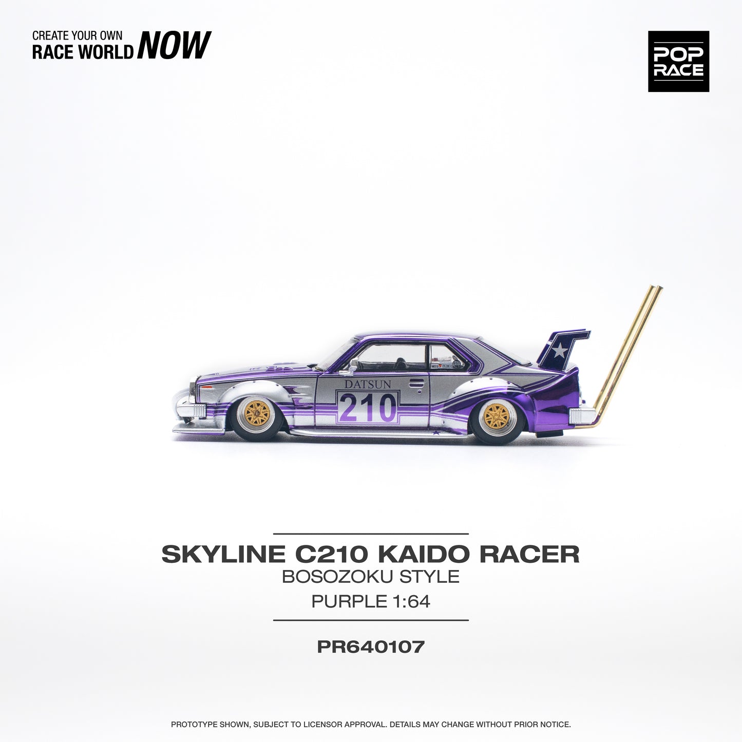 Pop Race - Nissan C210 Kaido Racer Bozozoku Style (Purple Chrome) - 1:64 Scale