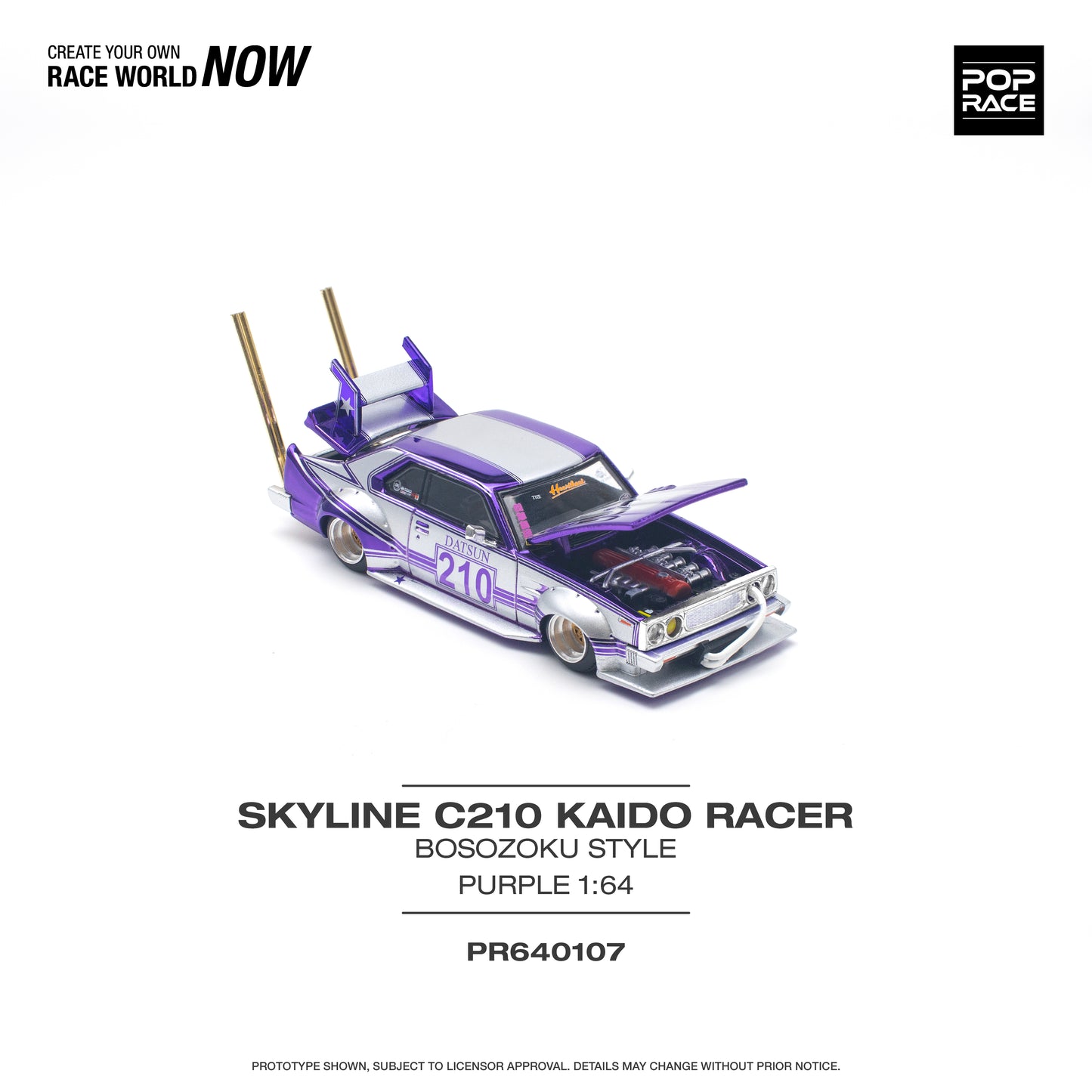Pop Race - Nissan C210 Kaido Racer Bosozoku Style (Purple Chrome) - 1:64 Scale