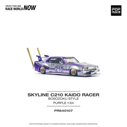 Pop Race - Nissan C210 Kaido Racer Bosozoku Style (Purple Chrome) - 1:64 Scale
