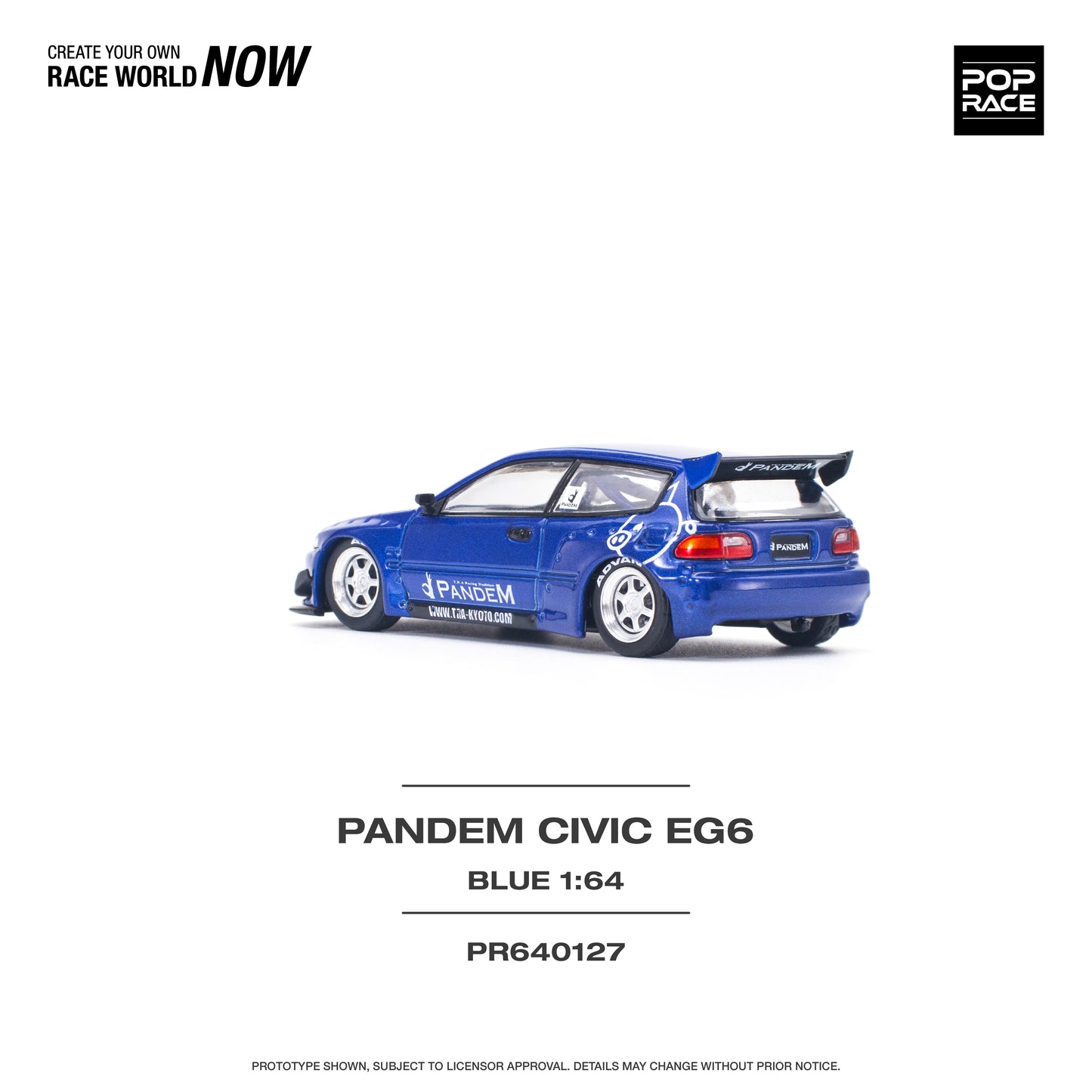 Pop Race - Honda Civic 'Pandem' EG6 (Royal Blue) - 1:64 Scale