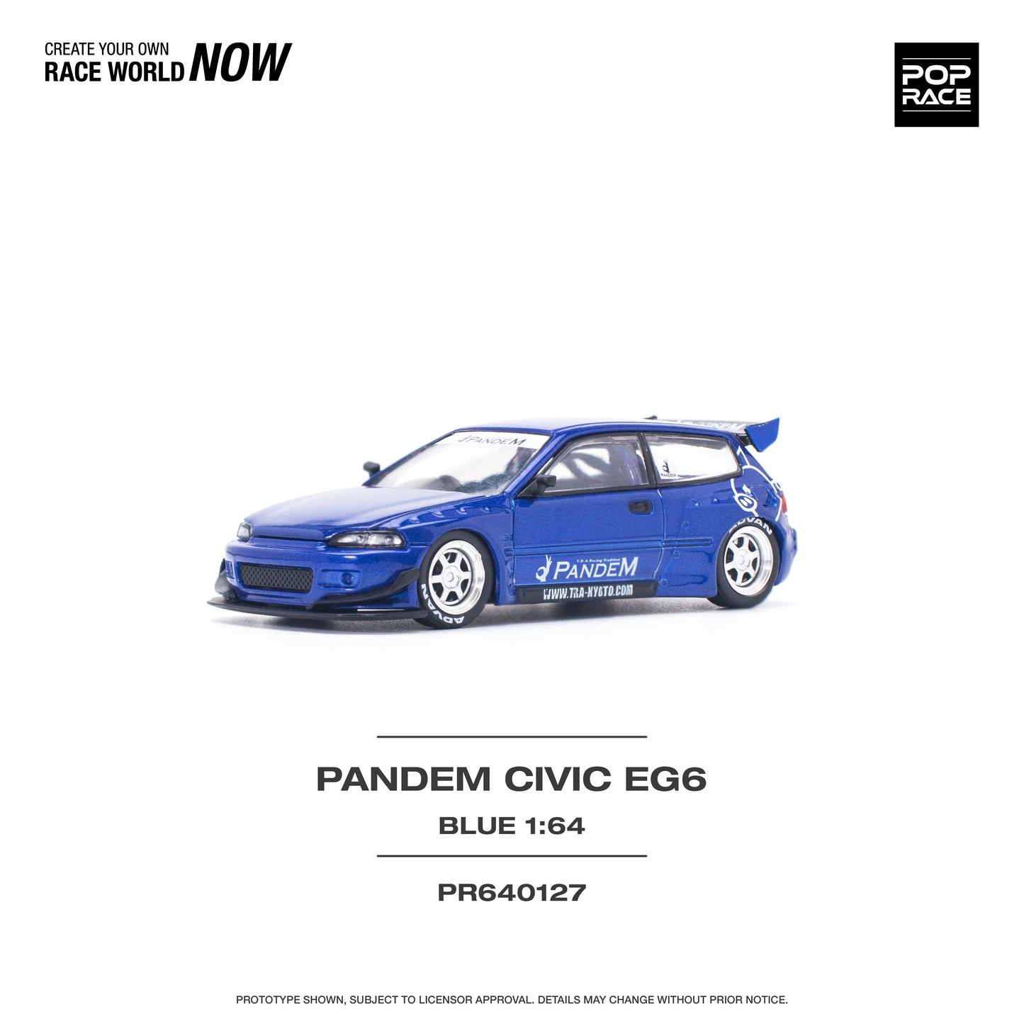 Pop Race - Honda Civic 'Pandem' EG6 (Royal Blue) - 1:64 Scale