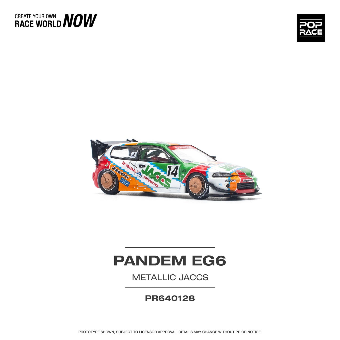 Pop Race - Honda Civic 'Pandem' EG6 (Metallic Jaccs) - 1:64 Scale