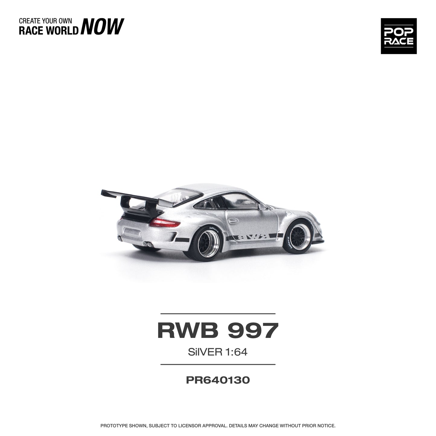Pop Race - RWB 997 (Silver) - 1:64 Scale