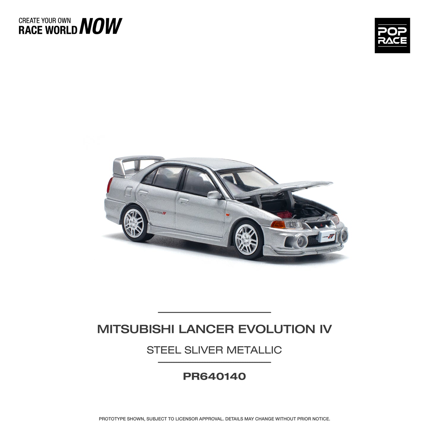 Pop Race - Mitsubishi Lancer Evolution IV (Steel Silver) - 1:64 Scale