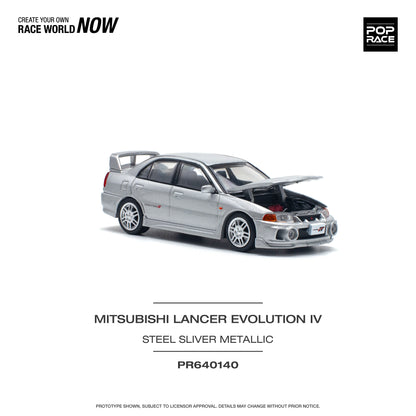Pop Race - Mitsubishi Lancer Evolution IV (Steel Silver) - 1:64 Scale