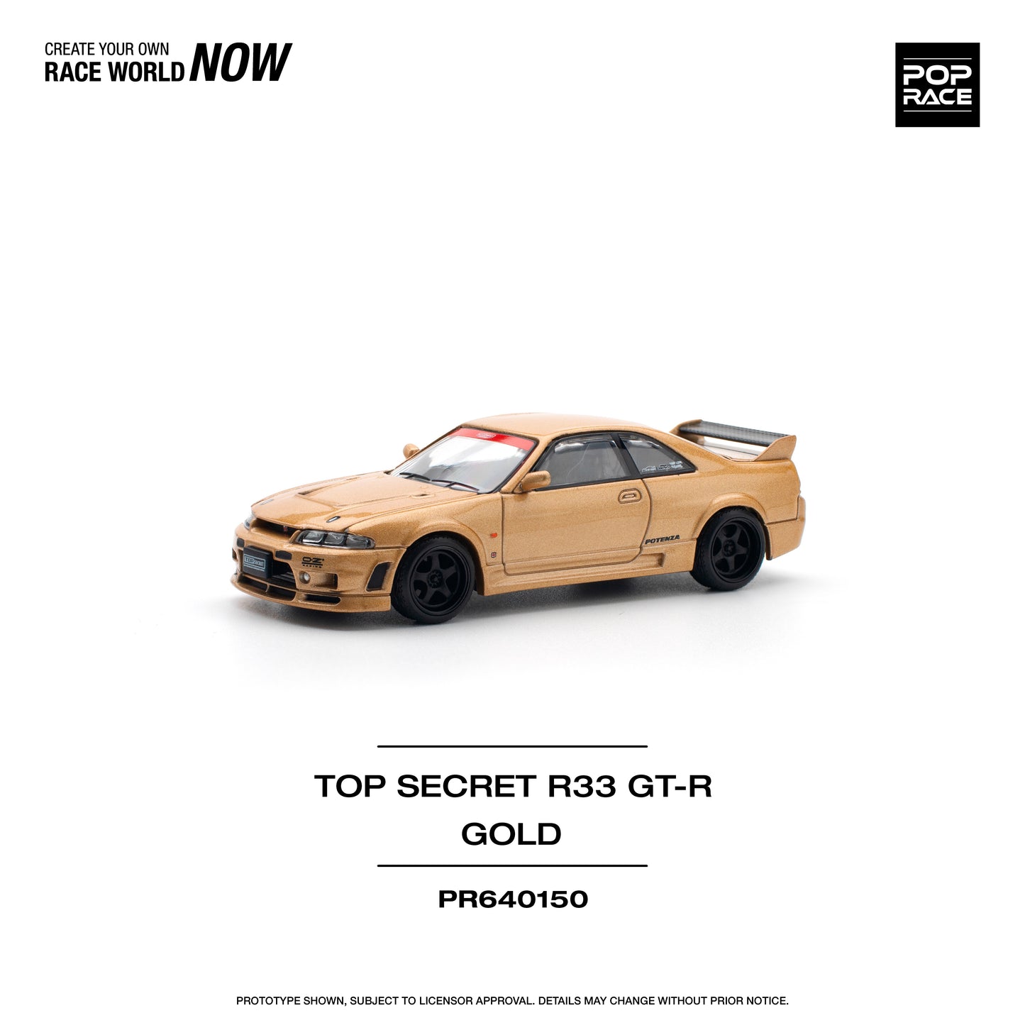 Pop Race - Nissan Skyline GT-R (R33) Top Secret (Gold) - 1:64 Scale