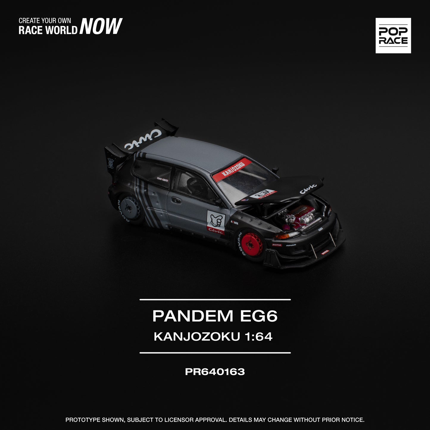 Pop Race - Honda Civic 'Pandem' EG6 Kanjozoku - 1:64 Scale