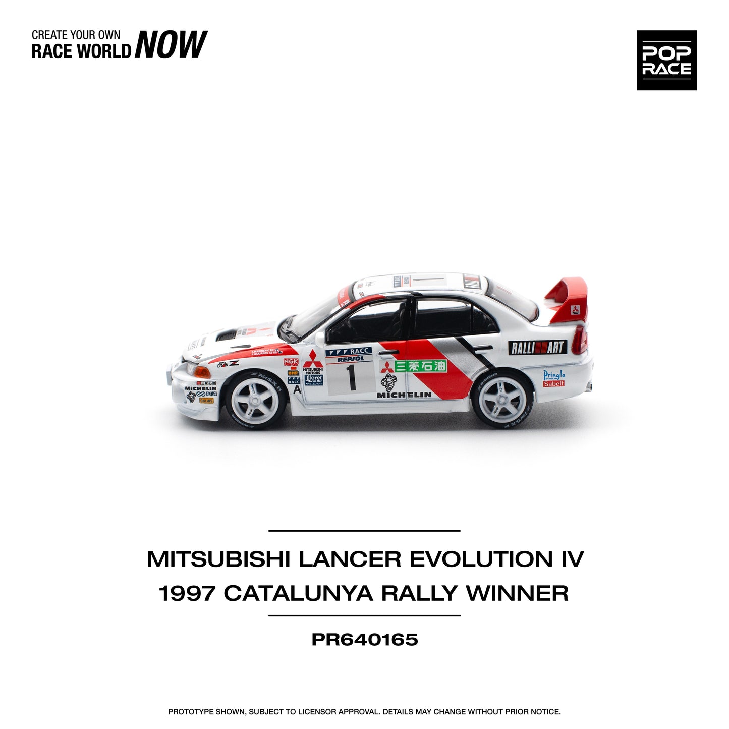 Pop Race - Mitsubishi Lancer Evolution IV 1997 Catalunya Rally Winner - 1:64 Scale