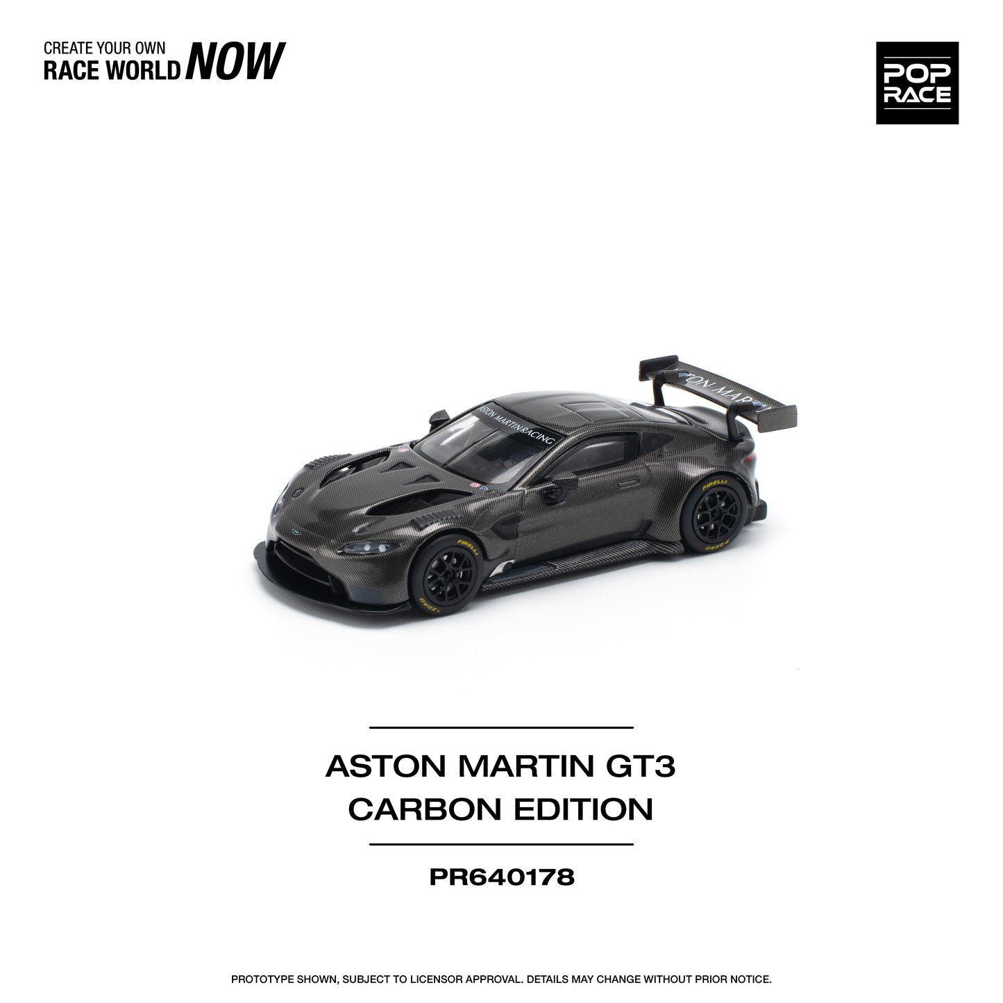 Pop Race - Aston Martin GT3 Carbon Edition - 1:64 Scale