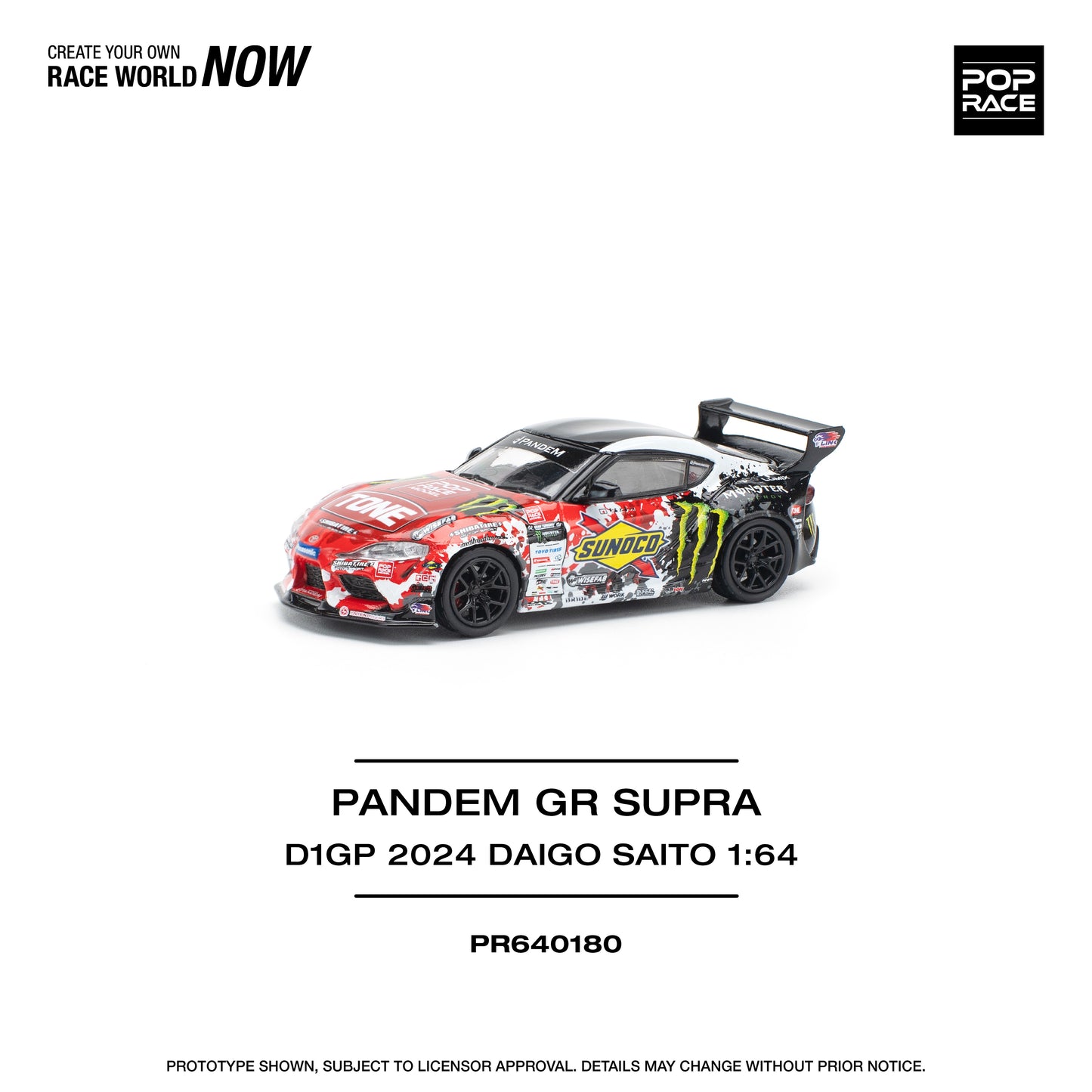 Pop Race -Pandem Toyota GR Supra D1GP 2024 Daigo Saito - 1:64 Scale