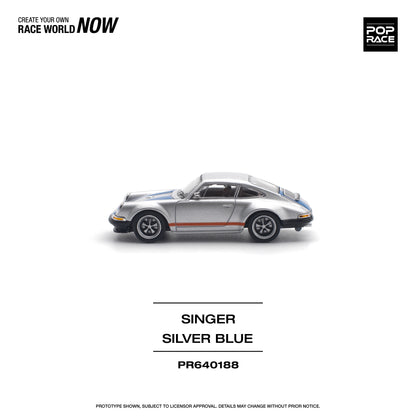 Pop Race - Porsche Singer (Silver Blue) - 1:64 Scale