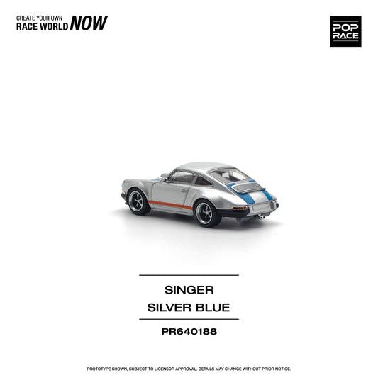 Pop Race - Porsche Singer (Silver Blue) - 1:64 Scale