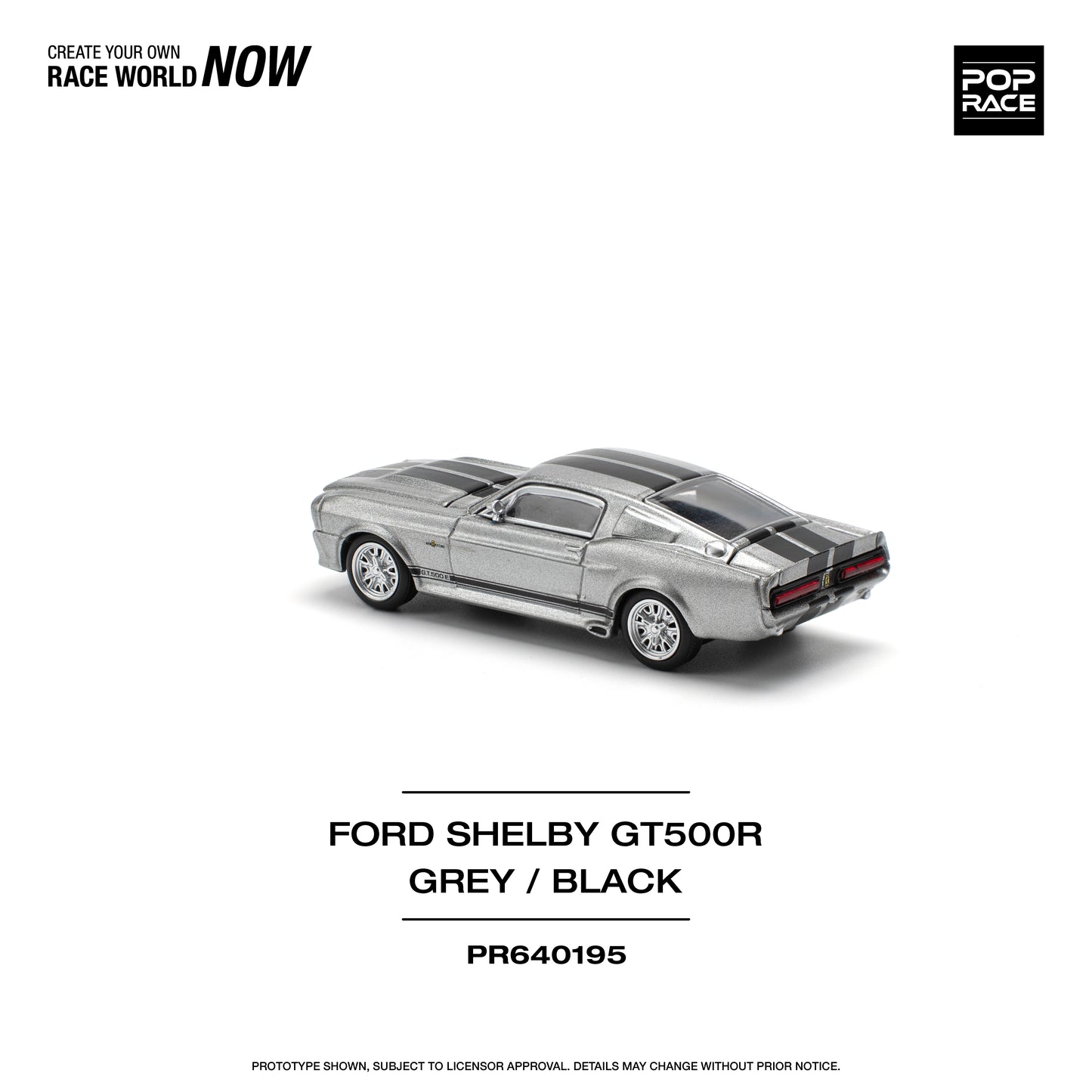 Pop Race - Ford Shelby Mustang GT500R (Grey/Black) - 1:64 Scale
