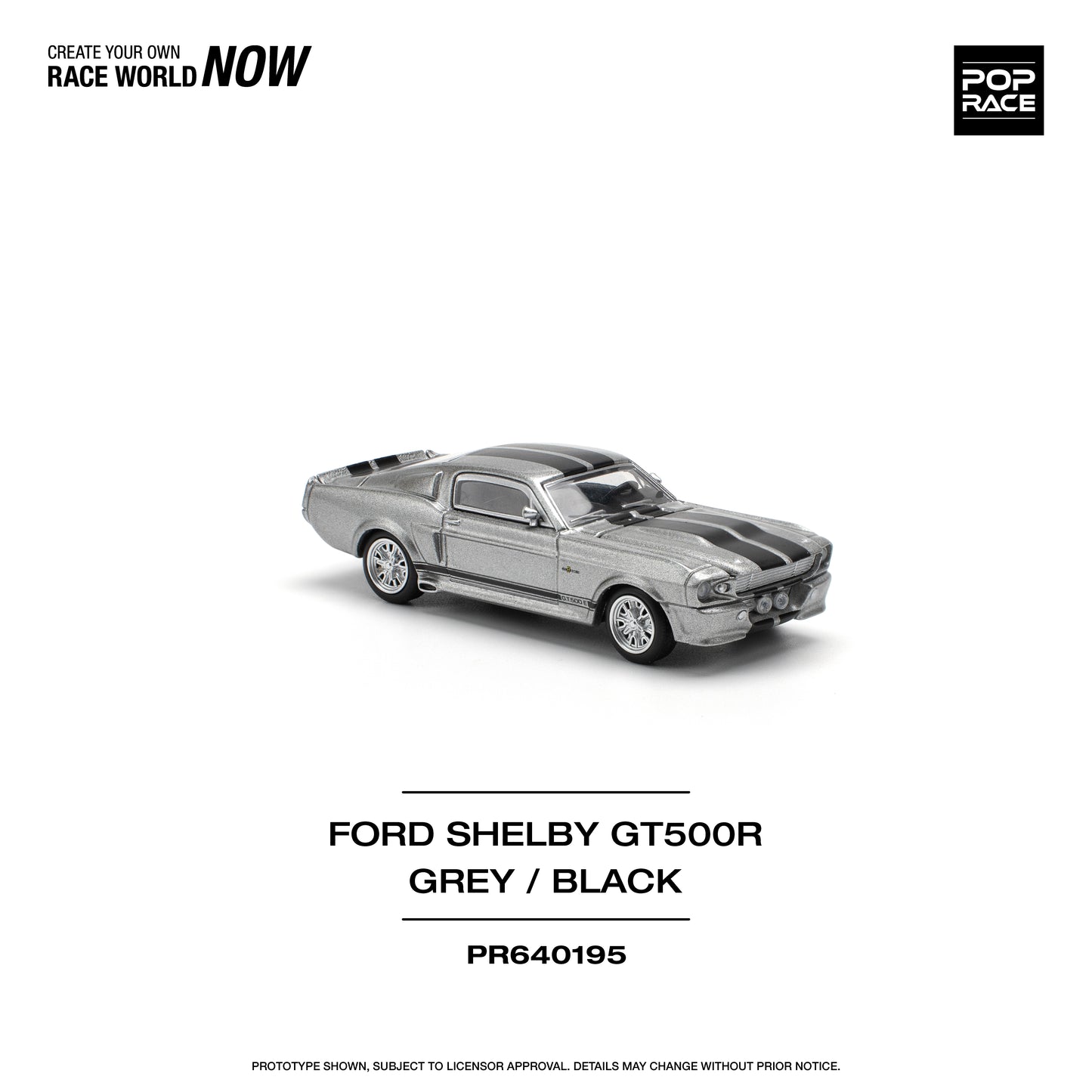 Pop Race - Ford Shelby Mustang GT500R (Grey/Black) - 1:64 Scale