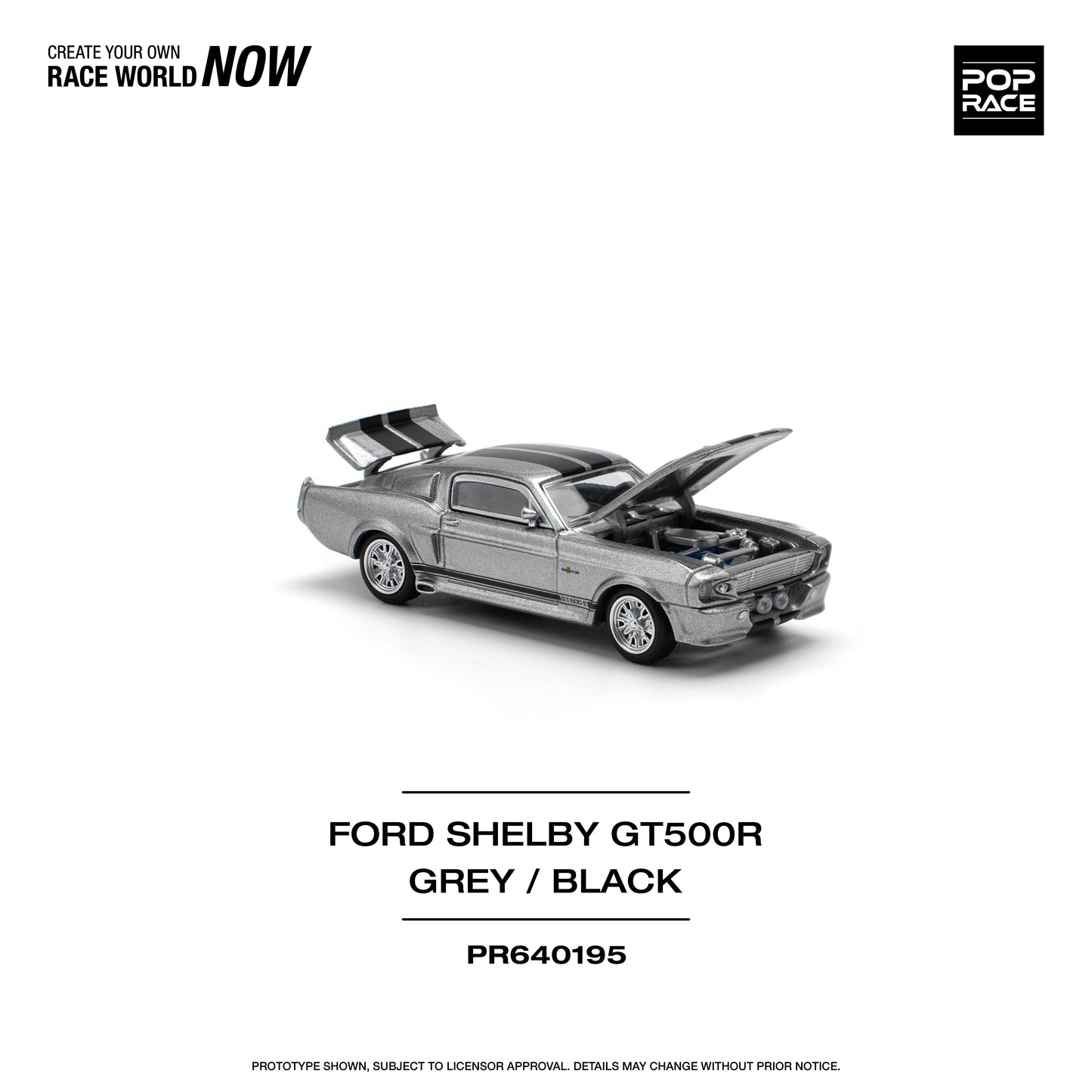 Pop Race - Ford Shelby Mustang GT500R (Grey/Black) - 1:64 Scale