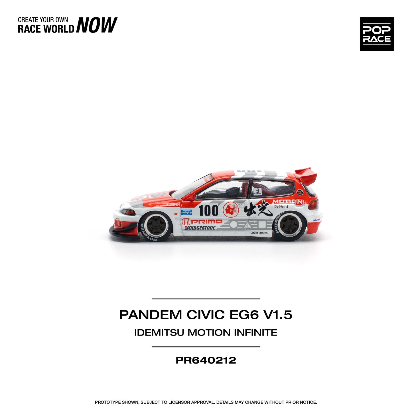 Pop Race - Honda Civic 'Pandem' EG6 V1.5 IDEMITSU MOTION INFINITE - 1:64 Scale