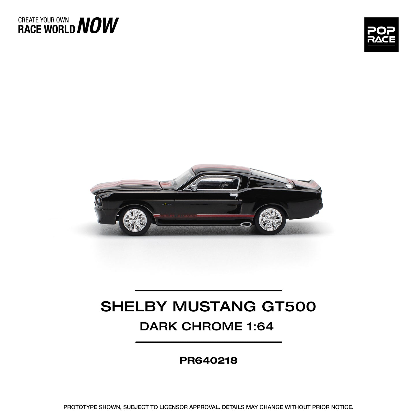 Pop Race - Ford Shelby Mustang GT500 (Dark Chrome) - 1:64 Scale