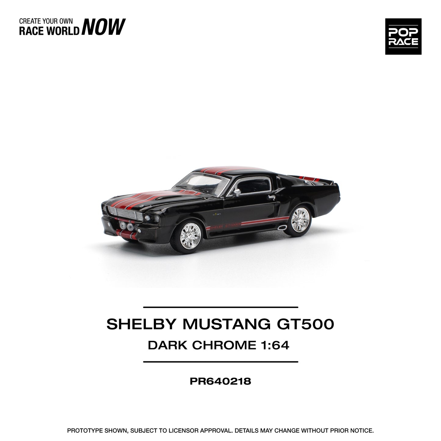 Pop Race - Ford Shelby Mustang GT500 (Dark Chrome) - 1:64 Scale