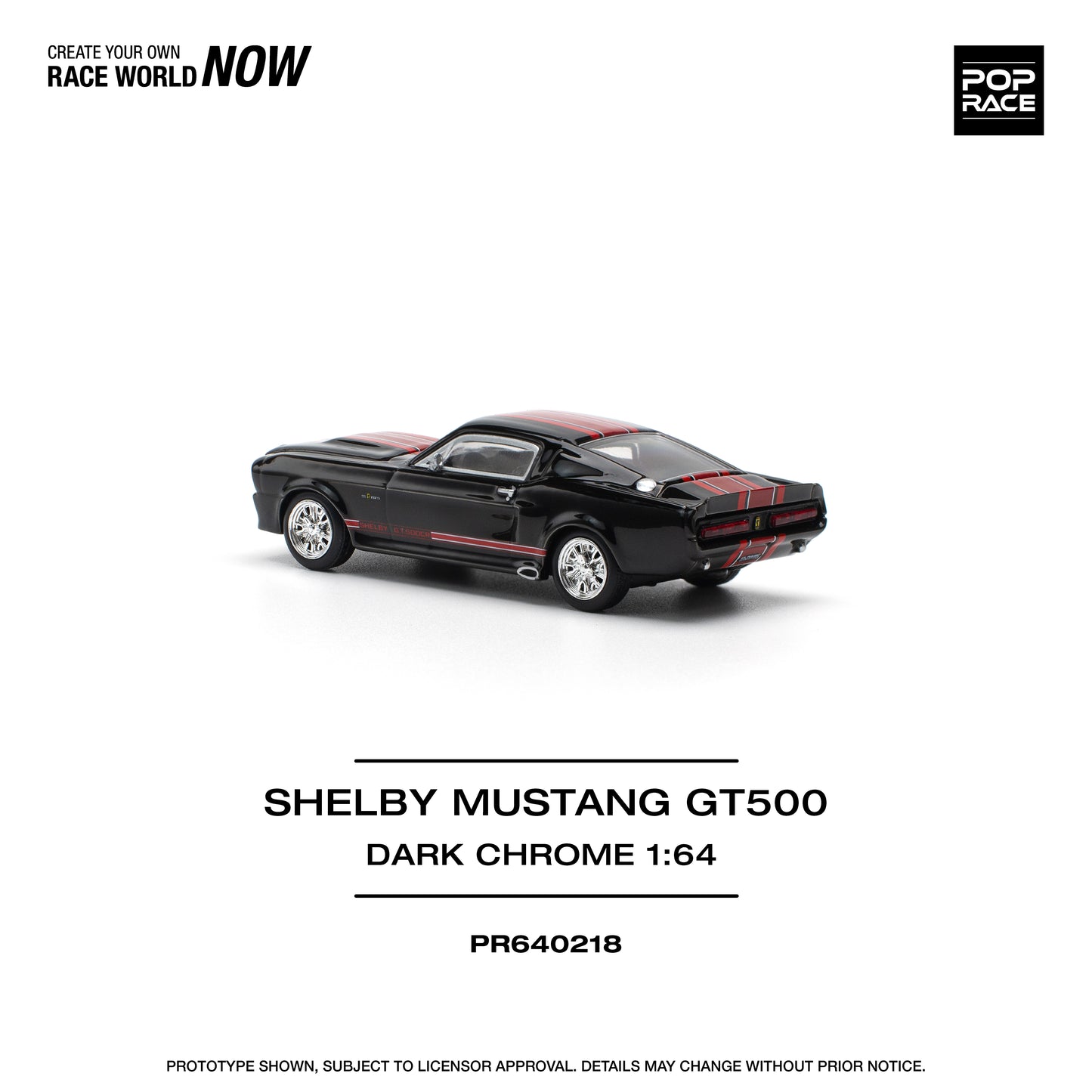 Pop Race - Ford Shelby Mustang GT500 (Dark Chrome) - 1:64 Scale