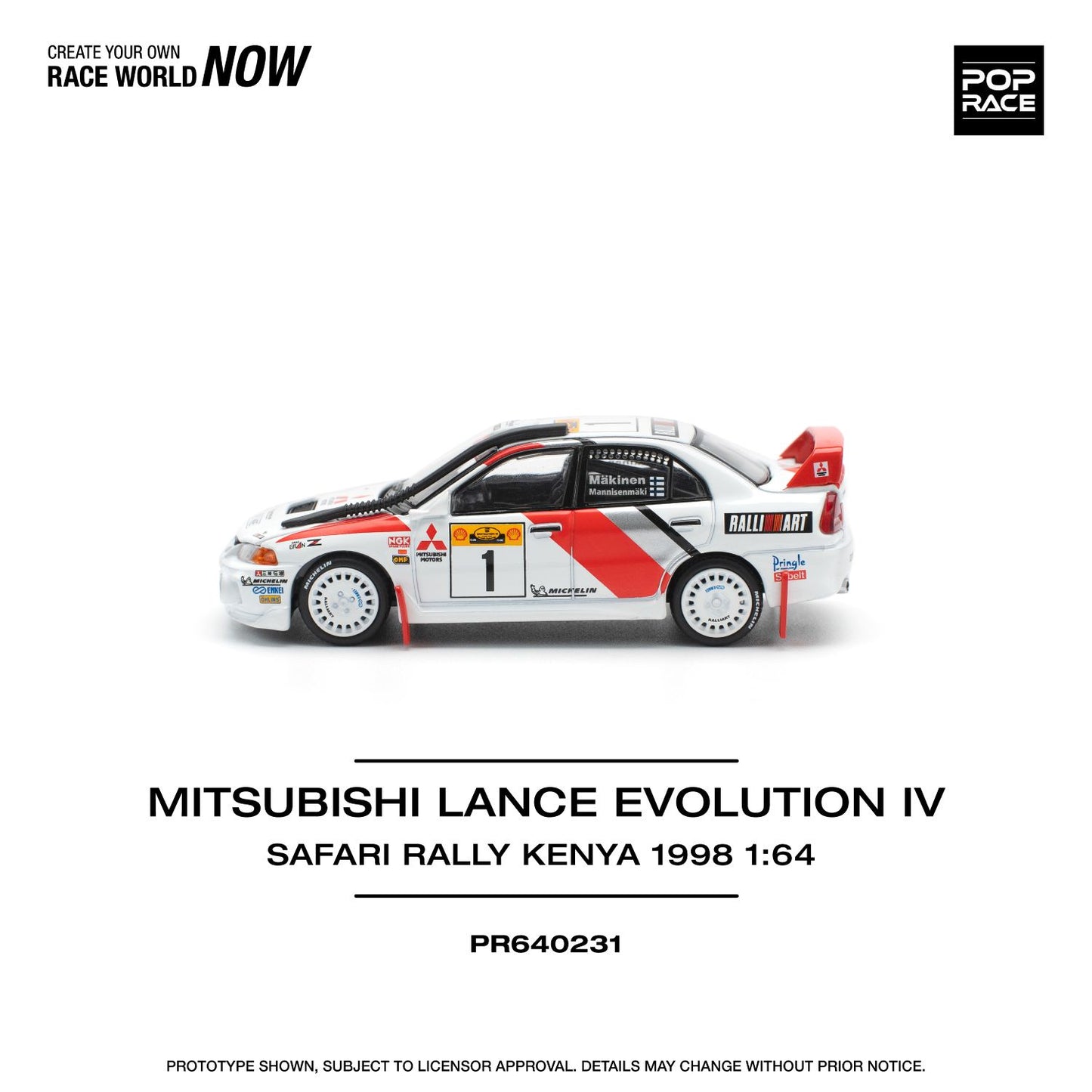 Pop Race - Mitsubishi Lancer Evolution IV 'Safari Rally Kenya 1998' - 1:64 Scale