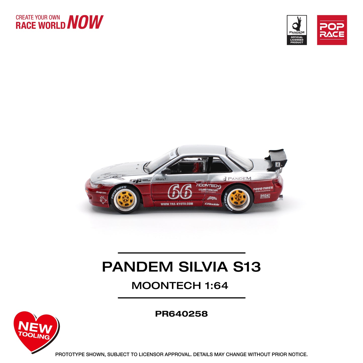 Pop Race - Nissan Pandem Silvia (S13) 'Moontech #66' - 1:64 Scale