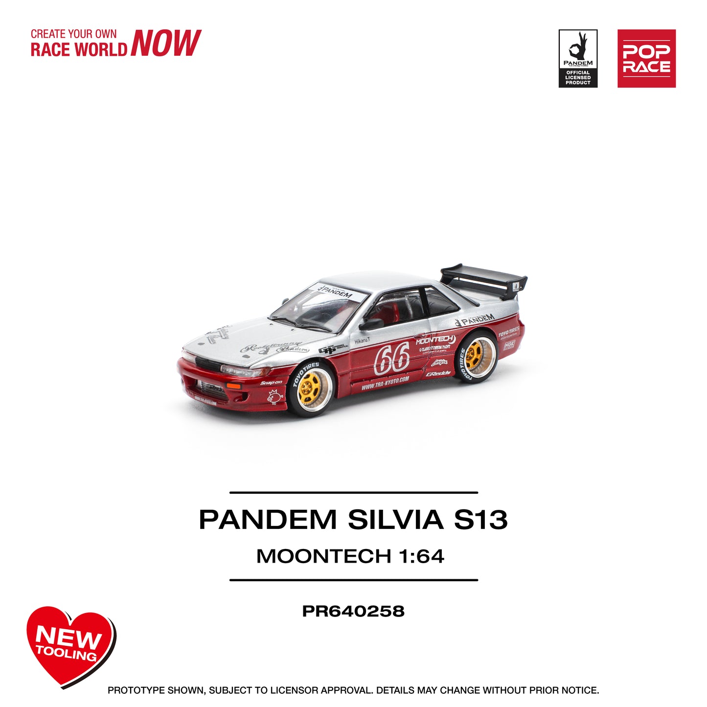 Pop Race - Nissan Pandem Silvia (S13) 'Moontech #66' - 1:64 Scale