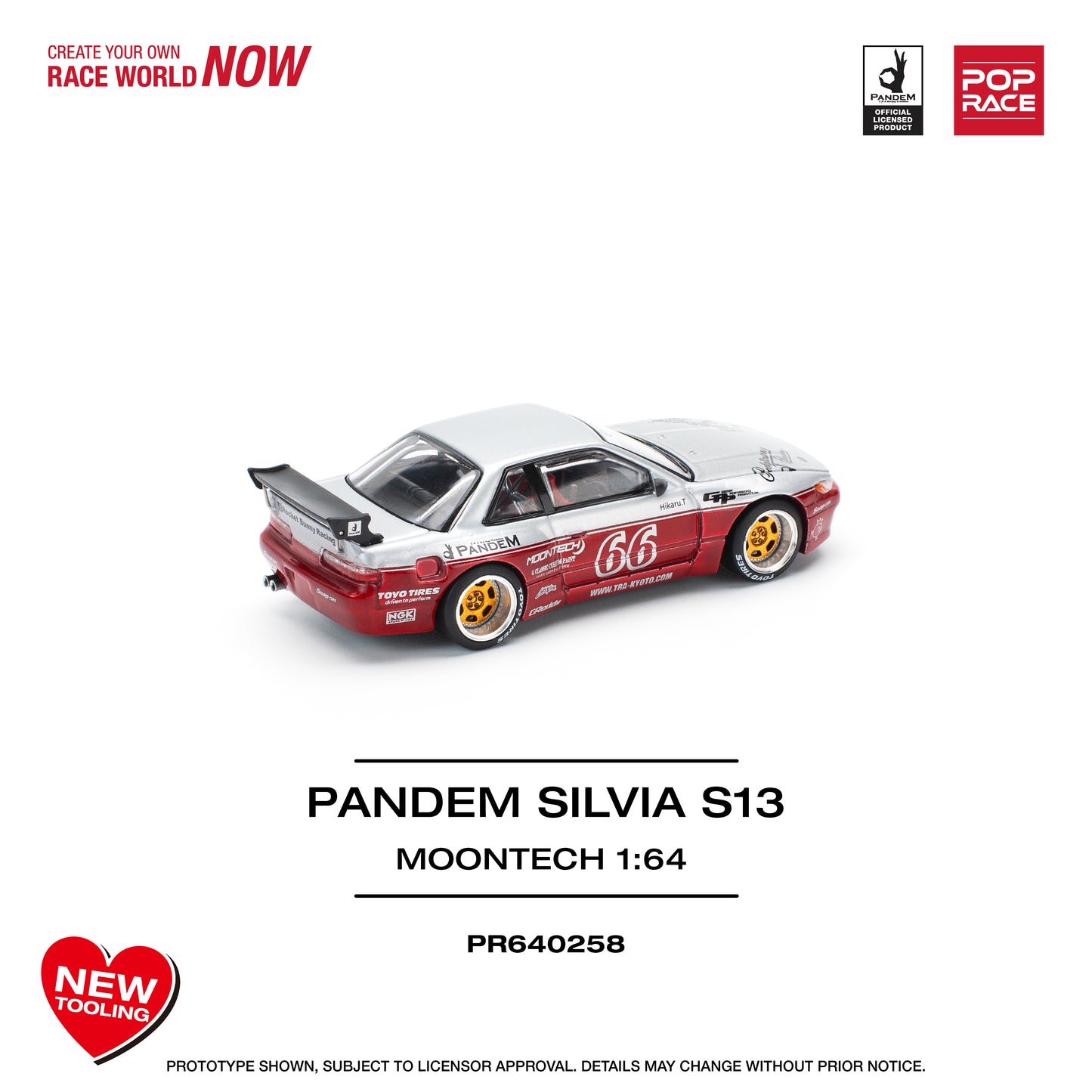 Pop Race - Nissan Pandem Silvia (S13) 'Moontech #66' - 1:64 Scale