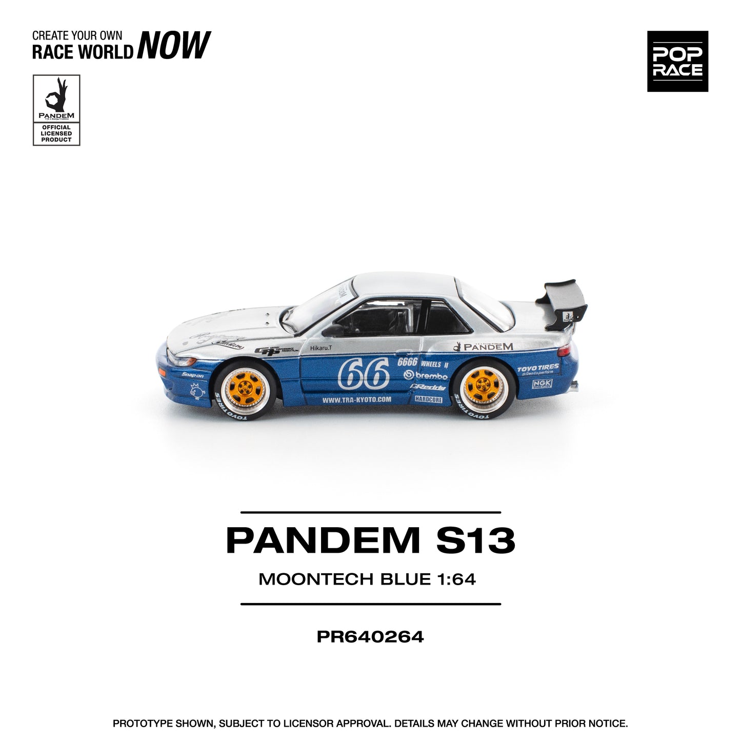 Pop Race - Nissan Pandem (S13) 'Moontech Blue' - 1:64 Scale